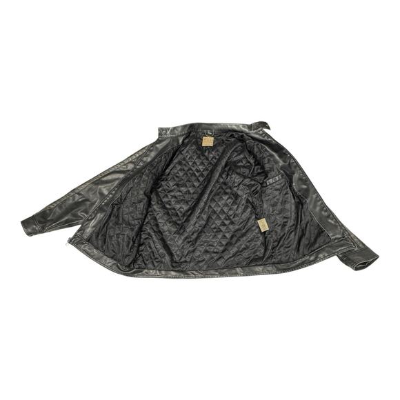 R & O Men's L Faux Leather Biker Bomber Jacket Black/Gray Stripe Wolverine Logan - Picture 2 of 10